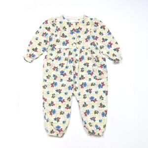 Vintage Healthtex Romper Jumpsuit Baby Girls Size 18m Yellow Waffle Knit